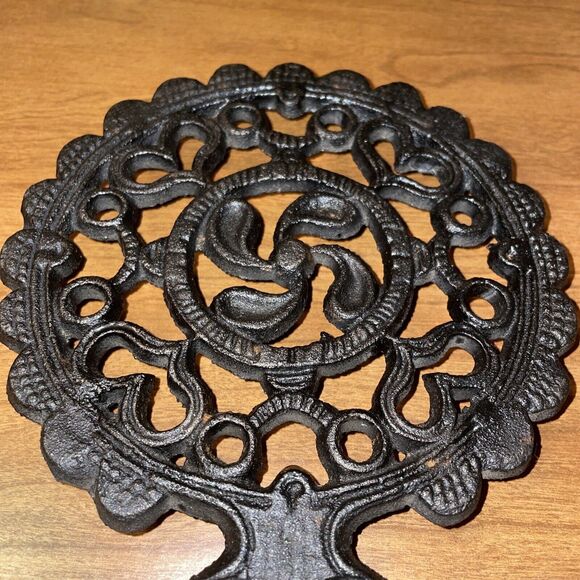 Vintage 50's Cast Iron Footed Heavy Trivet #3 John Zimmerman JZH 1952 Kitchen - Picture 2 of 9